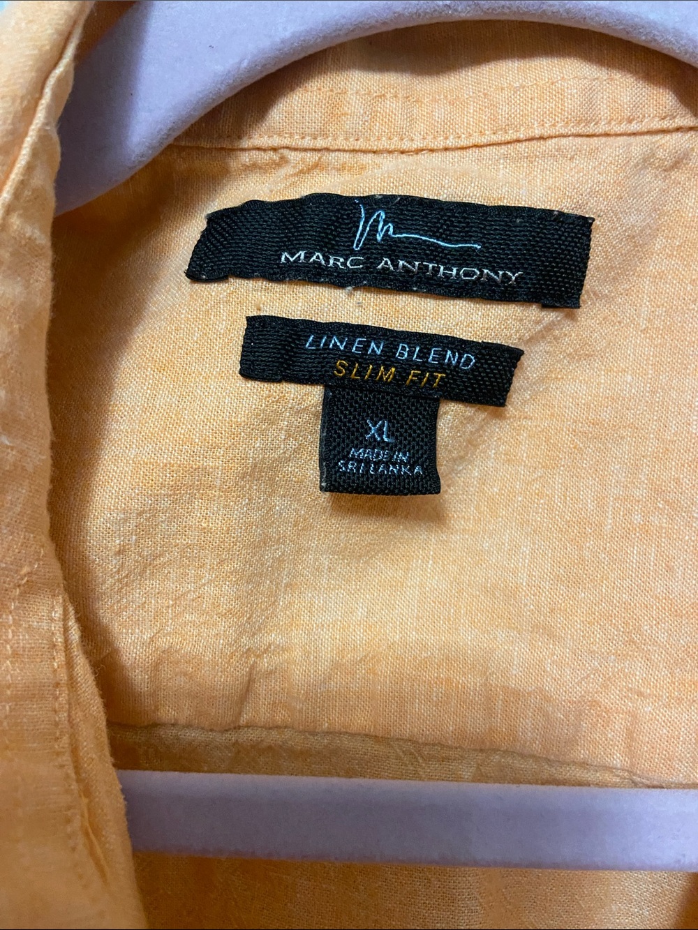 Marc Anthony Peach Linen blend Button-Up Shirt - Picture 3 of 5